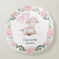 Spring Lamb Pink Floral Wreath Baby Girl Nursery