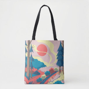 Spring Landscape: Colourful Vintage Scenery Tote Bag