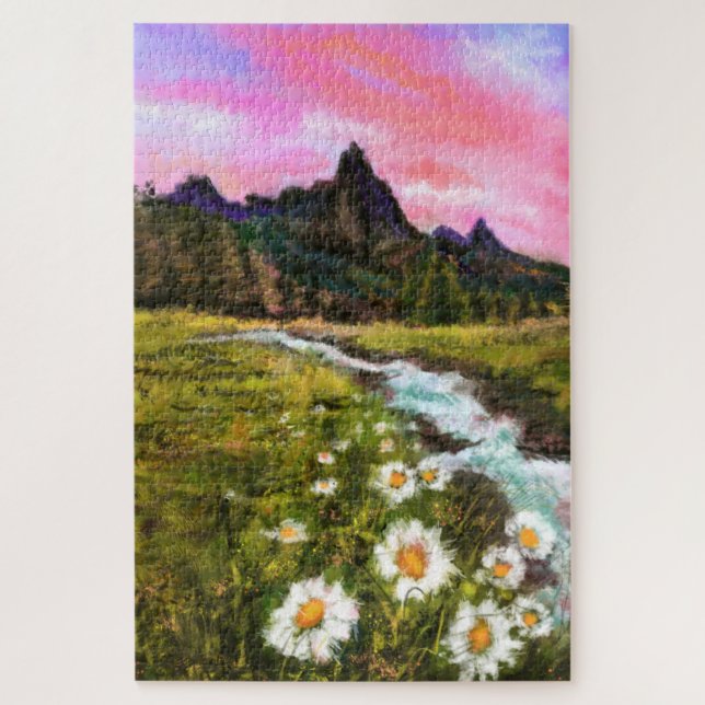 Spring Landscape - Flowering Original Art Painting Jigsaw Puzzle (Vertical)