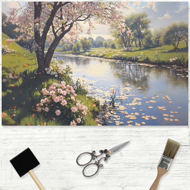 Spring Landscape Flowering Tree Decoupage Tissue Paper (Creator Uploaded)