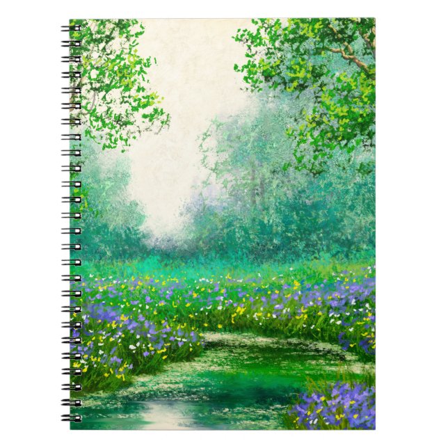 Spring landscape oil painting, forest. notebook (Front)