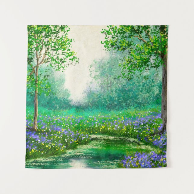 Spring landscape oil painting, forest. tapestry (Front)
