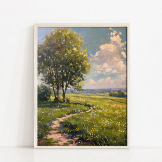 Spring Landscape Oil Painting, Vintage Summer Coun Poster
