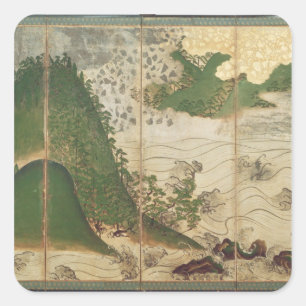 Spring Landscape with Sun Square Sticker