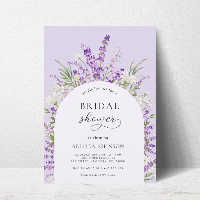 Spring Lavender Floral Arch Purple Bridal Shower Invitation (Creator Uploaded)