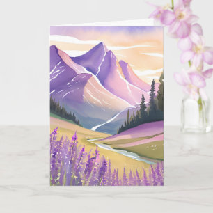 Spring Lavender Glacier National Park Watercolor Card