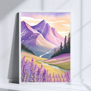 Spring Lavender   Glacier National Park Watercolor Poster