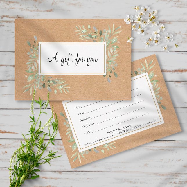 Spring Leaves Rustic Kraft Gift Certificate (Creator Uploaded)