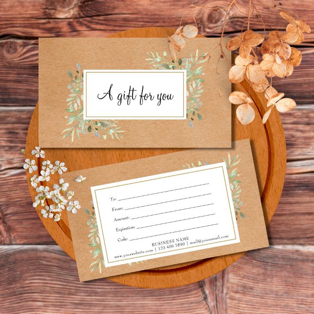 Spring Leaves Rustic Kraft Gift Certificate (Creator Uploaded)
