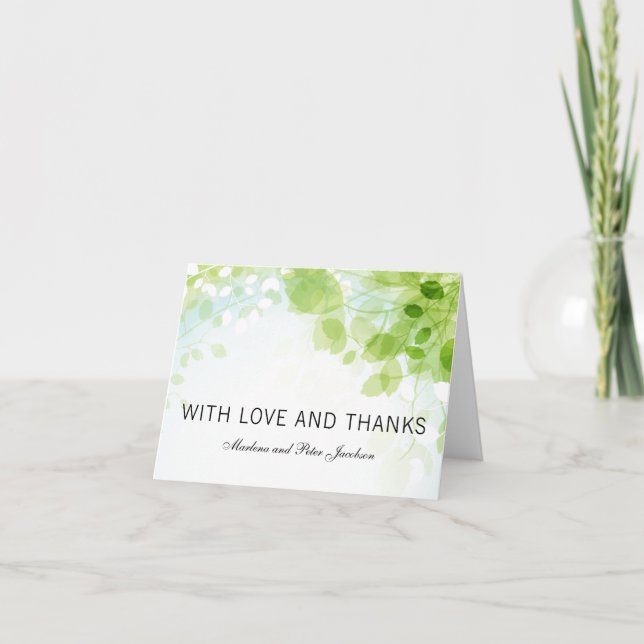 Spring Leaves Watercolor Thank You Card (Front)