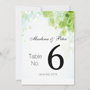 Spring Leaves Watercolor Wedding Table Cards
