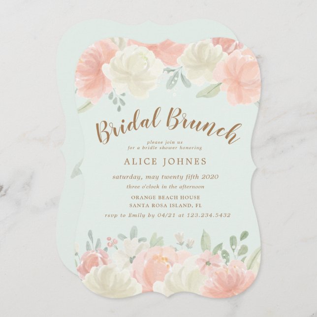 spring light floral bridal brunch invitation (Front/Back)