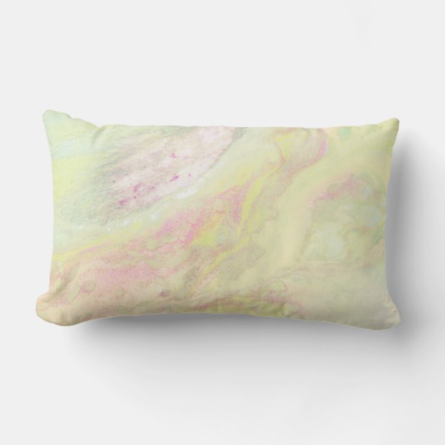 *~* Spring Lightness Abstract Marble Iridescent Lumbar Cushion (Front)