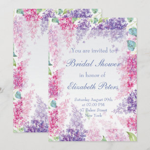 Spring Lilac Flower Blossom-Floral  Bridal Shower Invitation