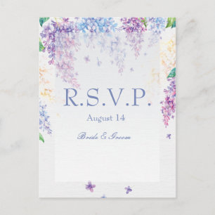 Spring Lilac Flower Blossom-Floral Wedding RSVP Invitation Postcard