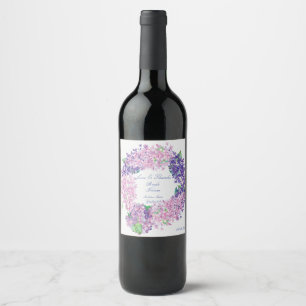 Spring Lilac Flower Blossom-Floral Wedding Wine Label