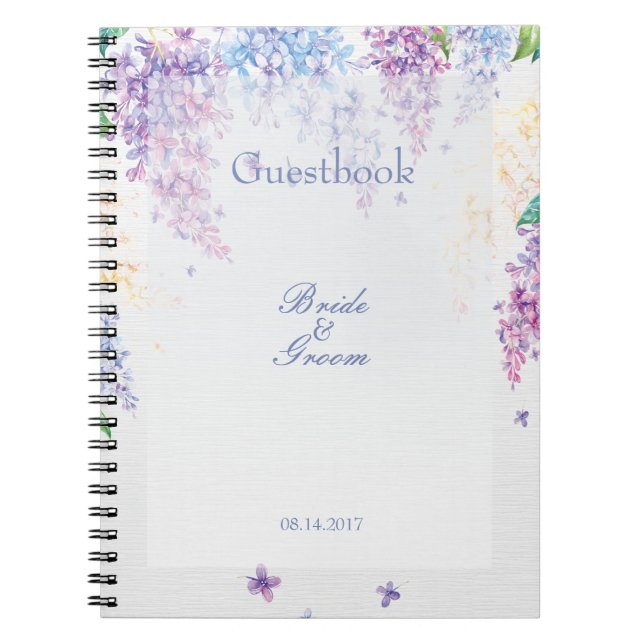 Spring Lilac Flower Floral Wedding guest book (Front)