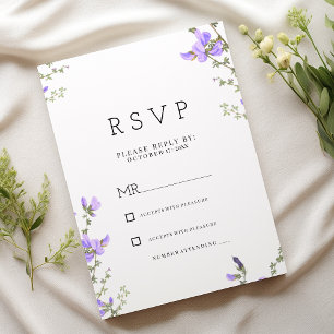 Spring lilac green wildflower boho garden RSVP  Invitation