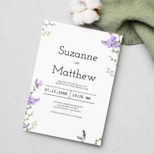 Spring lilac green wildflower boho garden wedding invitation