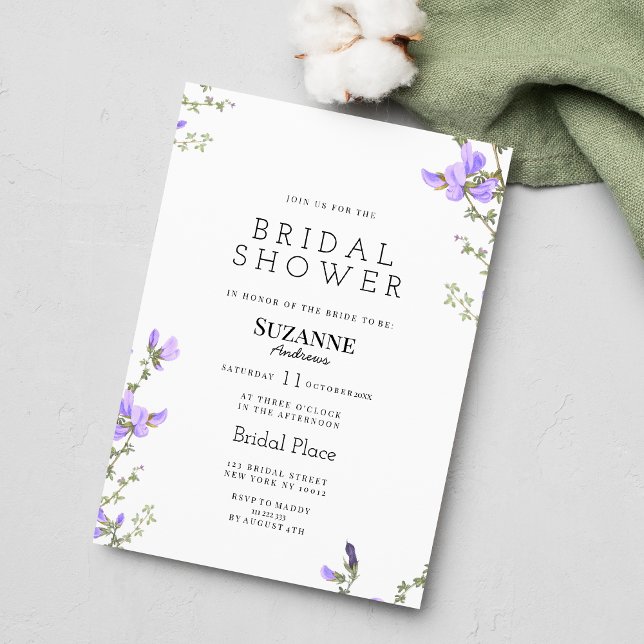 Spring lilac green wildflower garden Bridal Shower Invitation (Spring lilac green wildflower garden Bridal Shower )