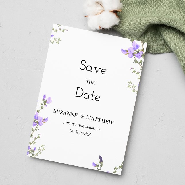 Spring lilac green wildflower garden Save the Date Invitation (Spring lilac green wildflower garden Save the Date )