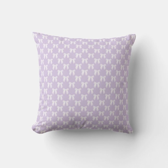 Spring Lilac Pastel With White Bows Cushion (Front)