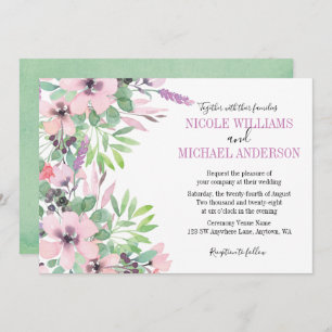 Spring Lilac watercolor peony Foliage WEDDING Invitation
