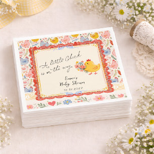 Spring Little Chick Floral Girl Baby Shower Napkin