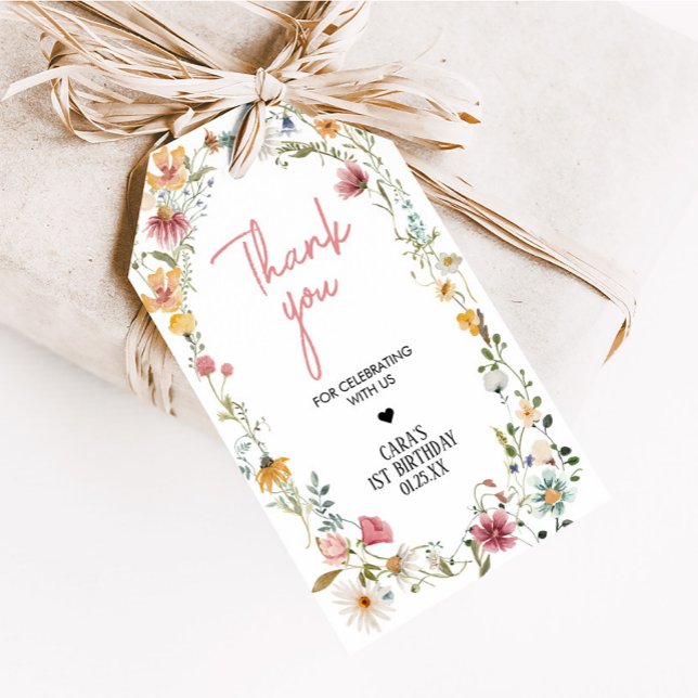 Spring Little Wildflower Birthday Party Favour Tag (Spring Little Wildflower Birthday Party Favor Tags)