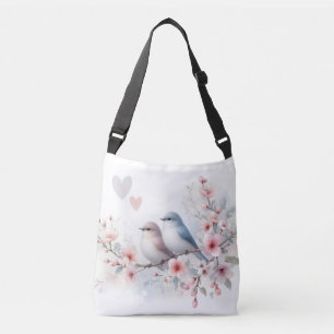 Spring Love Birds Cherry Blossom Floral Crossbody Bag