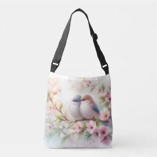 Spring Love Birds Cherry Blossom Floral Crossbody Bag