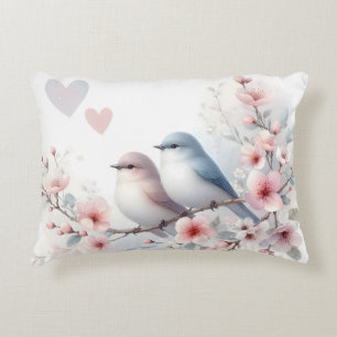 Spring Love Birds Cherry Blossom Floral Decorative Cushion