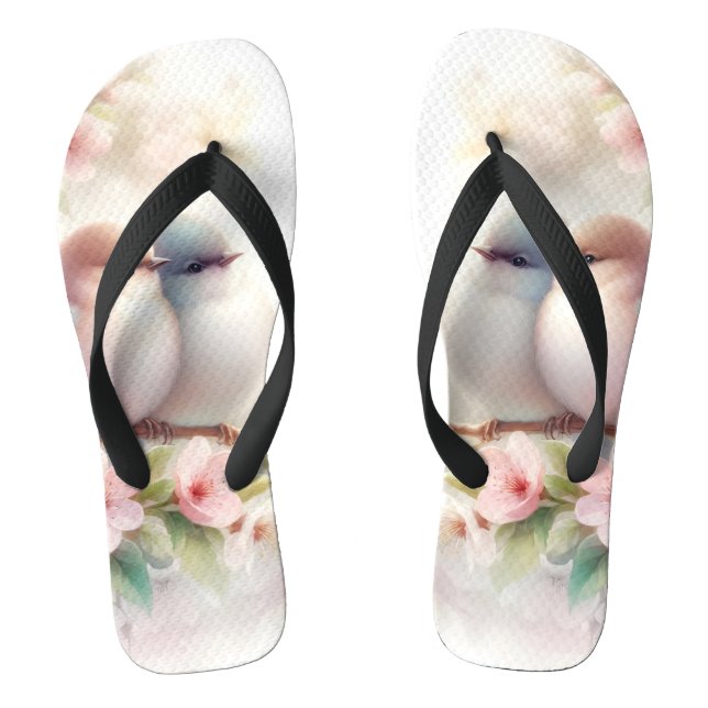 Spring Love Birds Cherry Blossom Floral Jandals (Footbed)