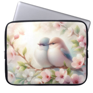 Spring Love Birds Cherry Blossom Floral Laptop Sleeve