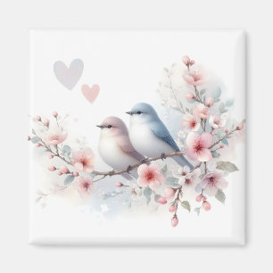 Spring Love Birds Cherry Blossom Floral Magnet