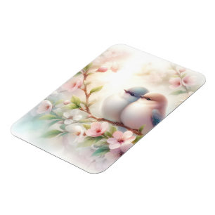 Spring Love Birds Cherry Blossom Floral Magnet
