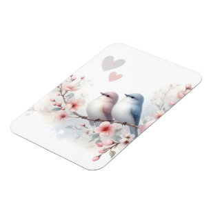Spring Love Birds Cherry Blossom Floral Magnet