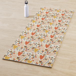 Spring Love Heart Floral Garden Yoga Mat