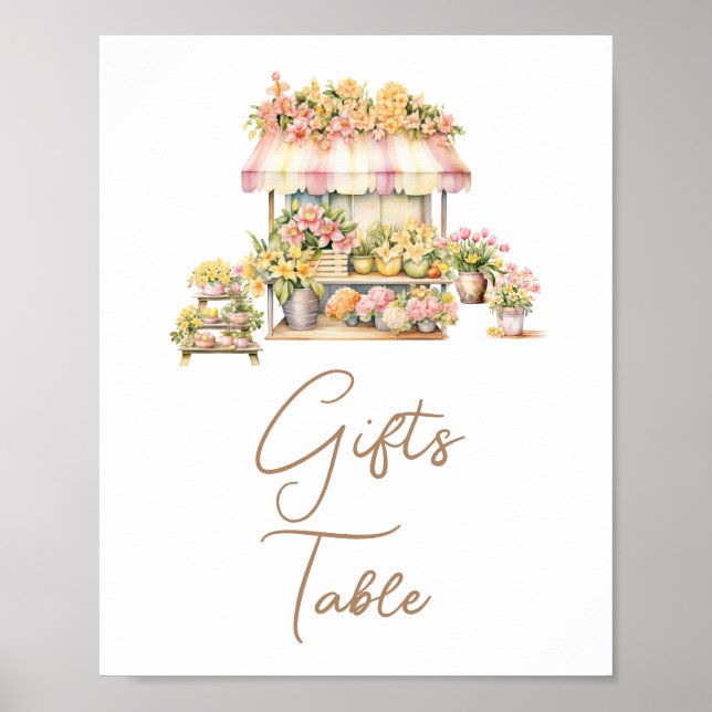 Spring Love In Bloom Bridal Shower Gifts Table Poster (Front)