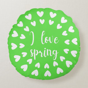 Spring Love, Little Hearts Round Cushion