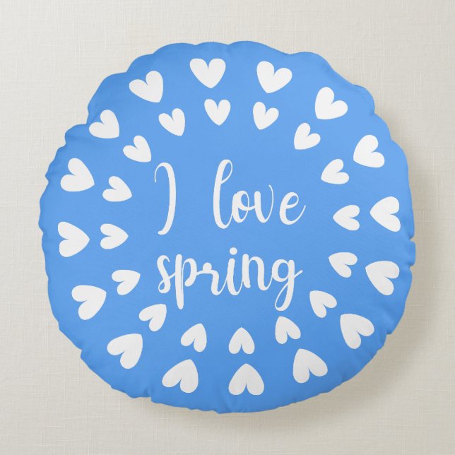 Spring Love, Little Hearts Round Cushion (Front)