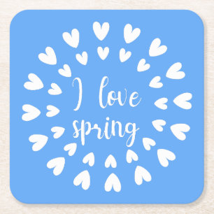 Spring Love, Little Hearts Square Paper Coaster