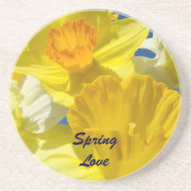 Spring Love sandstone coaster gifts Daffodils