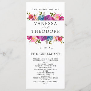 Spring Lush  Bouquet Wedding  Ceremony Program Menu