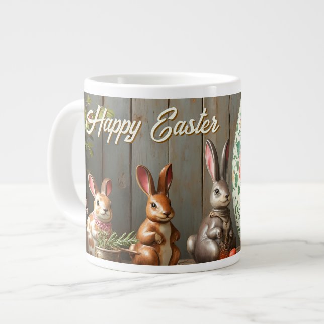 Spring Magic with Blossoms and Bunny Happiness Large Coffee Mug (Front Left)