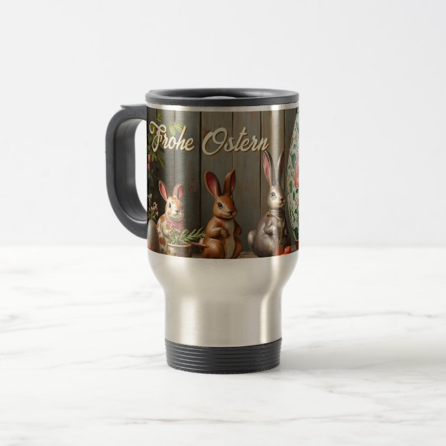 Spring Magic with Blossoms and Bunny Happiness Travel Mug (Front Left)