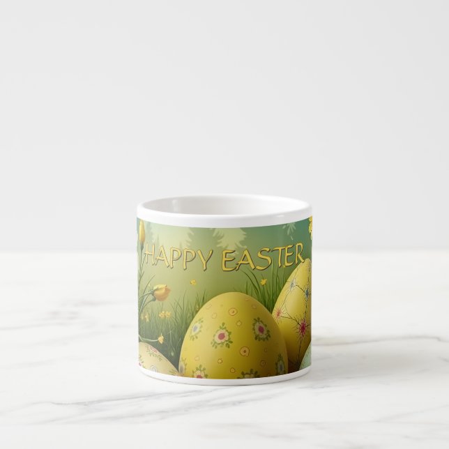 Spring Magic with Easter Eggs in a Sea of Flowers Espresso Cup (Front)