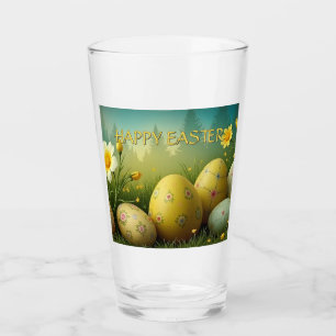Spring Magic with Easter Eggs in a Sea of Flowers Glass