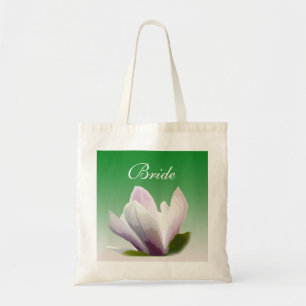 spring magnolia flower bride tote bag