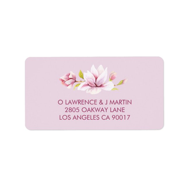 Spring Magnolias Floral Watercolor Label (Front)